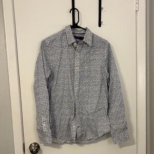 Nautica Men's Gray Patterned Button Down Shirt